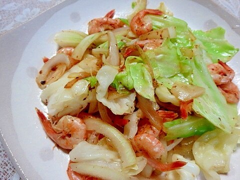 小エビとキャベツの中華風炒め